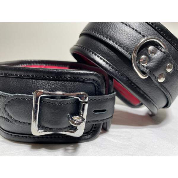 Boeienset - Pols - Enkel  - Collar - Leer - Zwart - Rood - Afbeelding 2