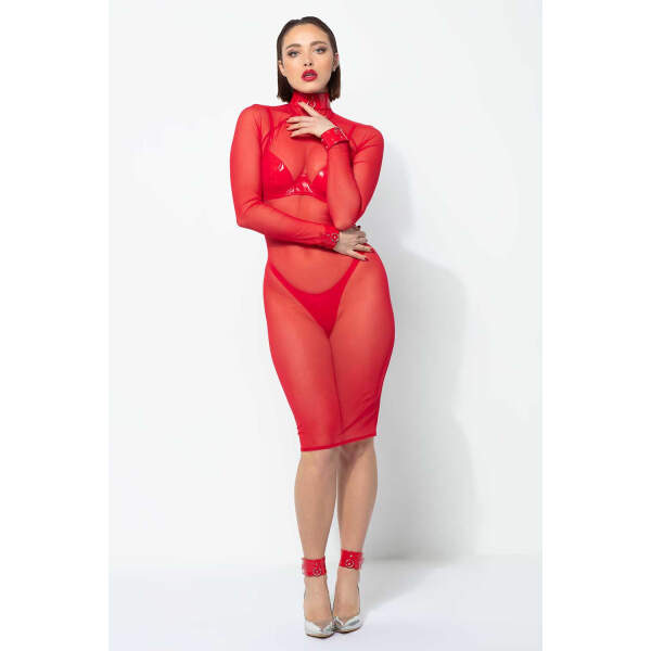 Patrice Catanzaro - Azia Jurk - Gaas - Rood - Afbeelding 3