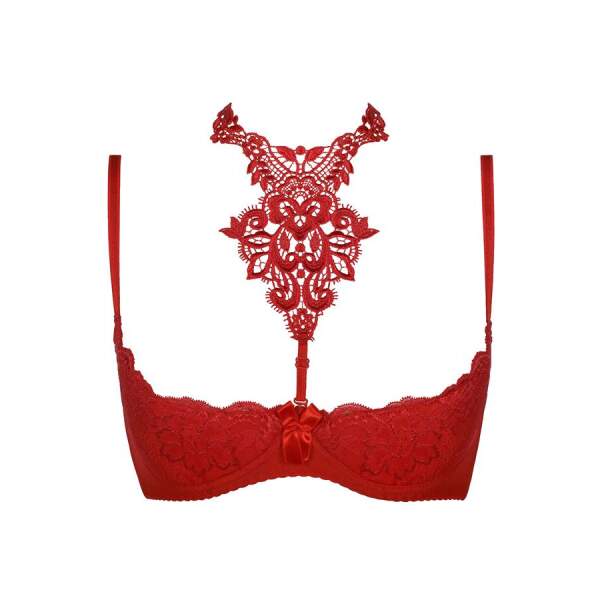 Axami - Provocative - Halve Cup BH - Choker - Kant - Rood - Afbeelding 4