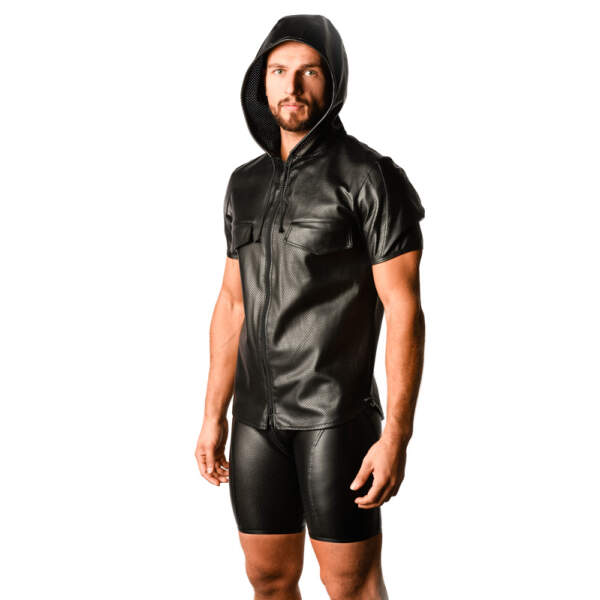 Benno von Stein - Shirt Mystero - Hoody - Geperforeerd PU-leer - Zwart - Afbeelding 4
