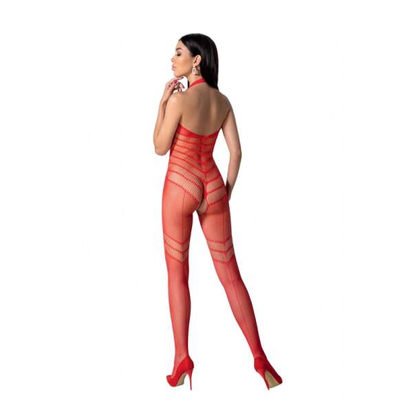 Passion - BS100 - Bodystocking - Visnet - Open Kruis - Rood - Afbeelding 4