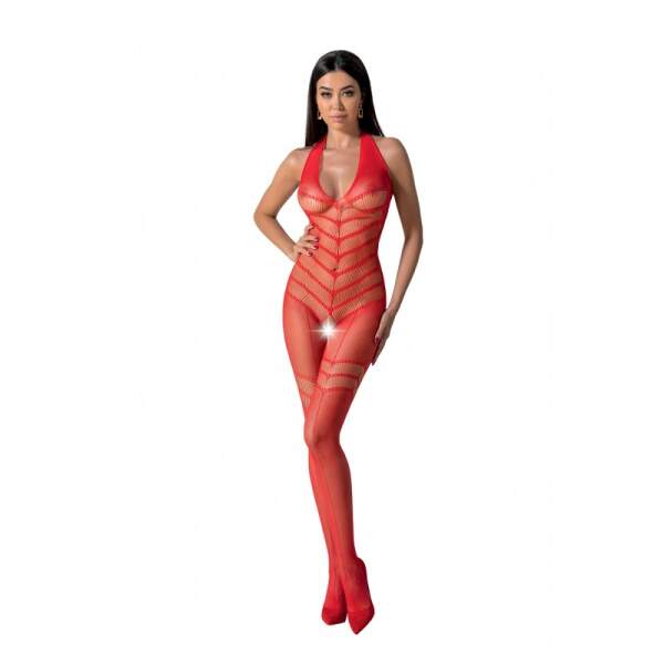 Passion - BS100 - Bodystocking - Visnet - Open Kruis - Rood - Afbeelding 3