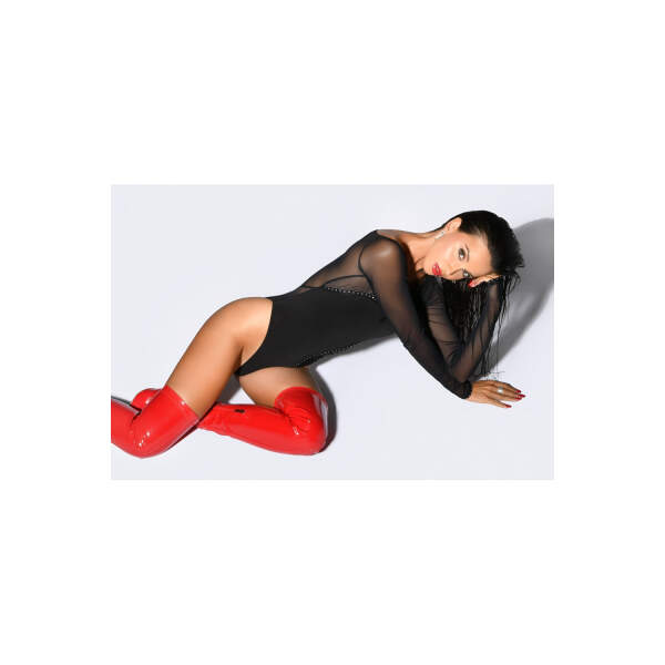 Patrice Catanzaro - Deesse Body - Gaas - Lycra - Strass - Zwart - Afbeelding 2