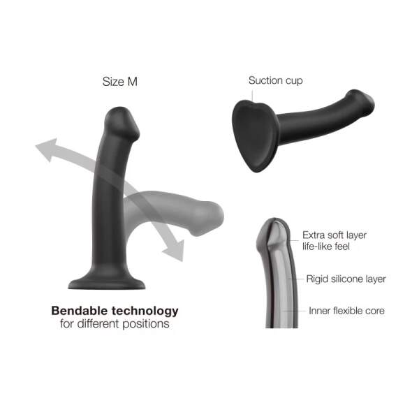 Strap-On-Me - Bendable Dildo - Siliconen - Zwart - Afbeelding 2