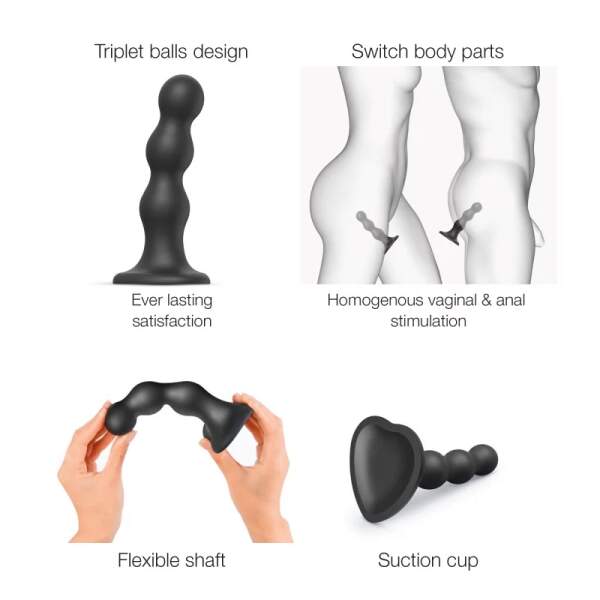 Strap-On-Me - Dildo Plug Balls - Siliconen - Zwart - Afbeelding 5