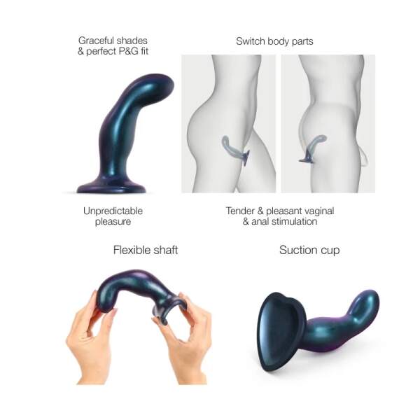 Strap-On-Me - Snaky Dildo - Plug - Siliconen - Blauw Metallic - Afbeelding 4