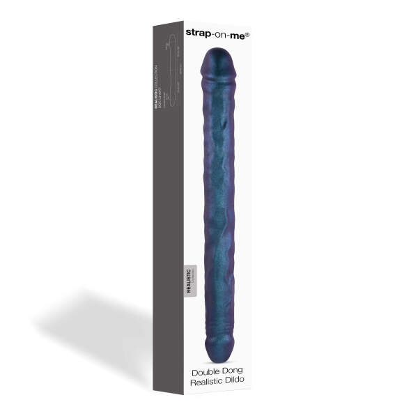 Strap-on-me - Dubbele Dildo - Dong - Metalic - Blauw - Afbeelding 5