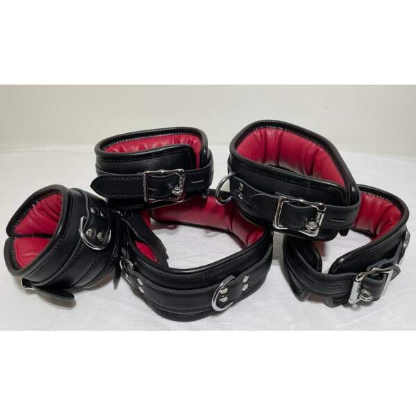 Boeienset - Pols - Enkel  - Collar - Leer - Zwart - Rood - Afbeelding 5