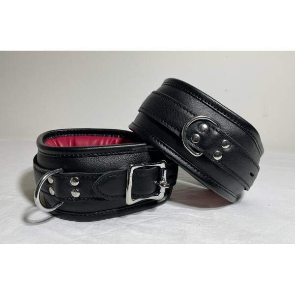 Boeienset - Pols - Enkel  - Collar - Leer - Zwart - Rood - Afbeelding 3