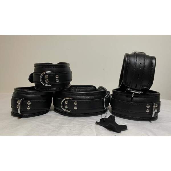 Boeienset - Pols - Enkel - Collar - Leer - Zwart