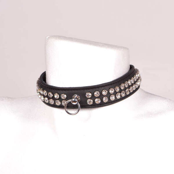 Collar Leer met Strass