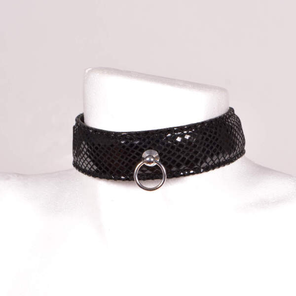 Collar - Snakeprint - Leer - Zwart