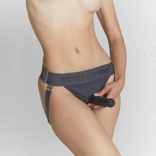 Strap-On-Me - Harnass Lingerie Unique - Voorbind Harnas - Dubbele Penetratie - Verstelbaar -  One Size - Grijs - Afbeelding 2