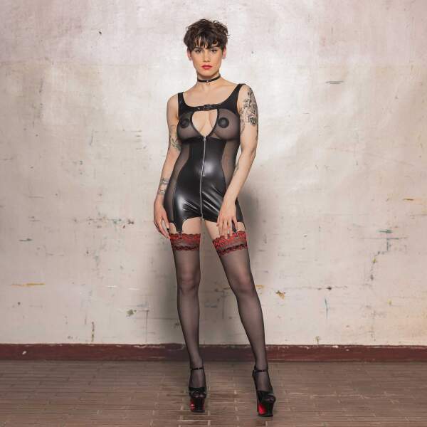 Patrice Catanzaro - Alba Combishort - Jarretelles - Wetlook - Zwart