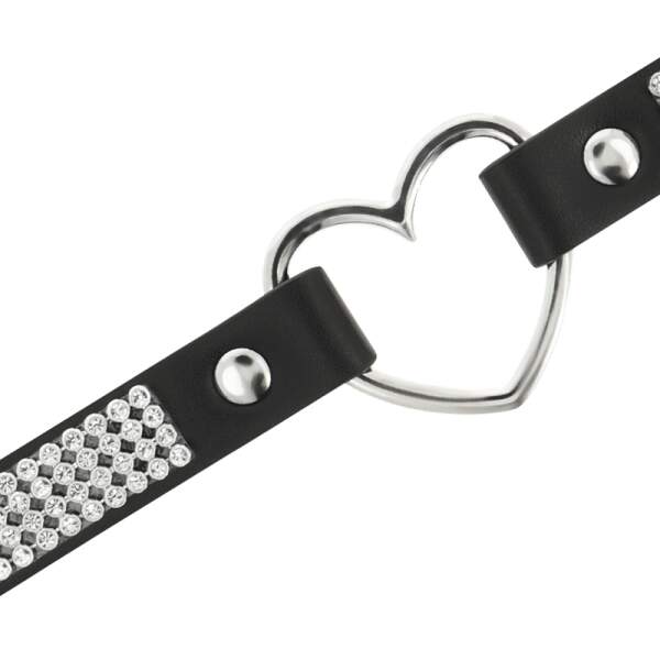 Coquette - Choker - Hart - Strass - Kunstleer - Zwart - Afbeelding 2