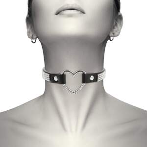 Coquette - Choker - Hart - Strass - Kunstleer - Zwart