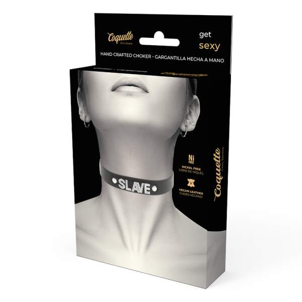 Coquette - Choker - Slave - Strass - Kunstleer - Zwart - Afbeelding 3