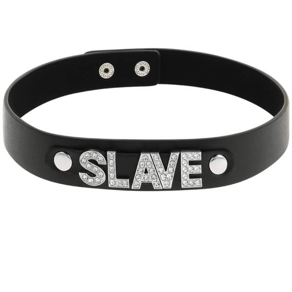 Coquette - Choker - Slave - Strass - Kunstleer - Zwart - Afbeelding 2