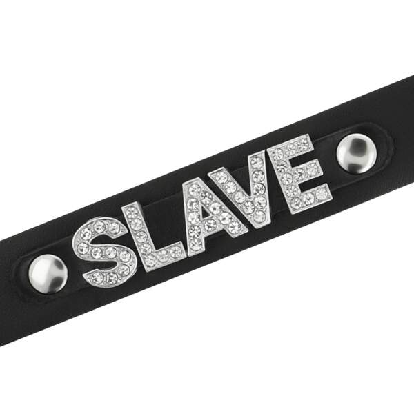 Coquette - Choker - Slave - Strass - Kunstleer - Zwart - Afbeelding 4