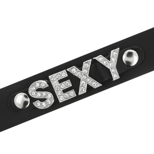 Coquette - Choker - Sexy - Strass - Kunstleer - Zwart - Afbeelding 2