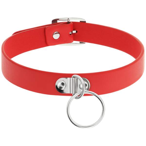 Coquette - Choker - Ring - Kunstleer - Rood - Afbeelding 3