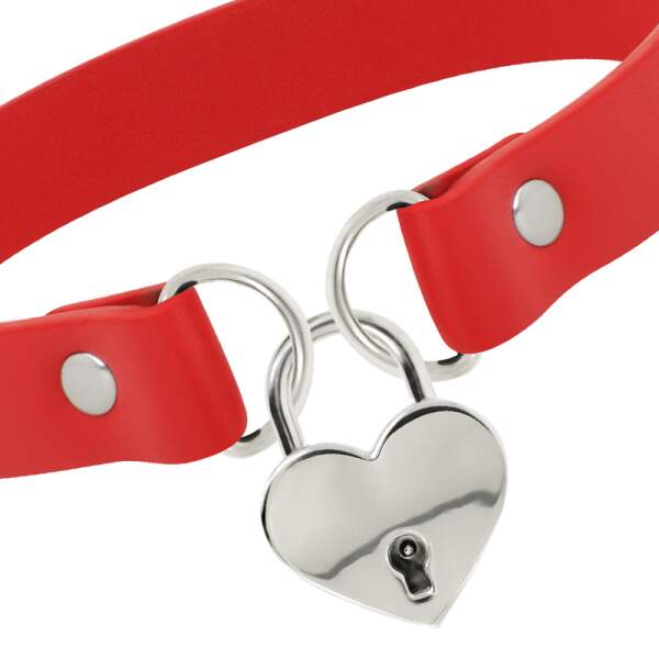 Coquette - Choker - Hart met Slotje - Kunstleer - Rood - Afbeelding 4