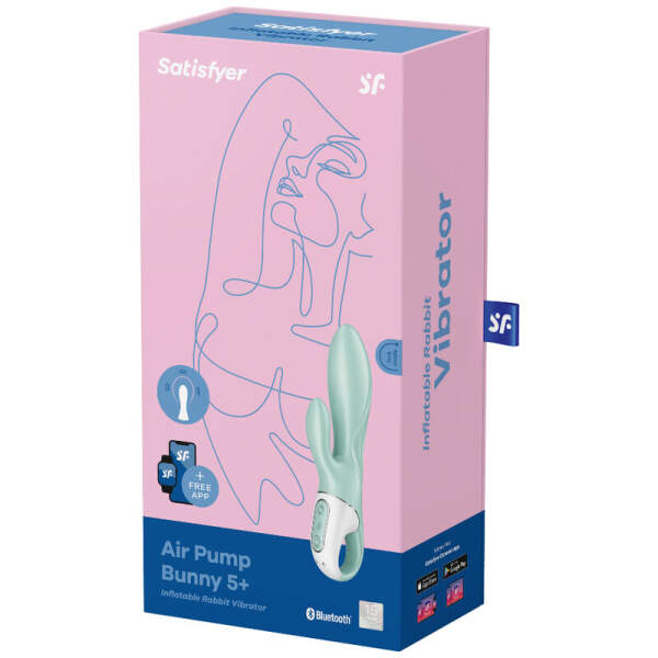 Satisfyer - Air Pump Bunny 5+ - Rabbit Vibrator - Opblaasbaar - Vibraties - met App - Groen - Afbeelding 4