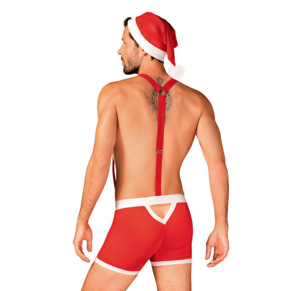 Obsessive - Sexy Mister Claus - Kerst - Short - Bretels - Muts - Rood - Afbeelding 2
