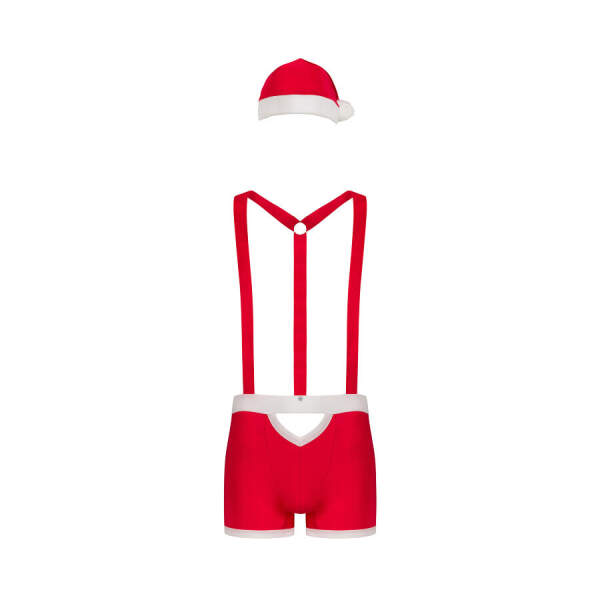 Obsessive - Sexy Mister Claus - Kerst - Short - Bretels - Muts - Rood - Afbeelding 4