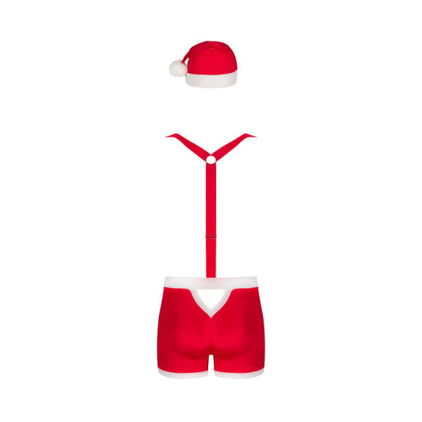 Obsessive - Sexy Mister Claus - Kerst - Short - Bretels - Muts - Rood - Afbeelding 3