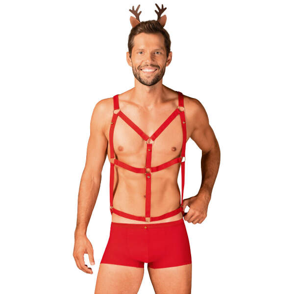 Obsessive - Mr Reindeer - Kerst - Short - Harnas - Gewei - Rood