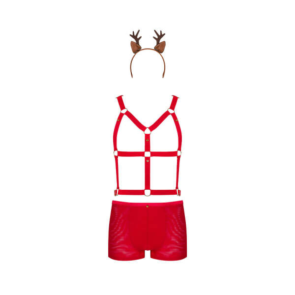 Obsessive - Mr Reindeer - Kerst - Short - Harnas - Gewei - Rood - Afbeelding 3