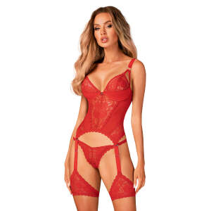 Obsessive - Belovya - Bustier - Jarretelband - Rood