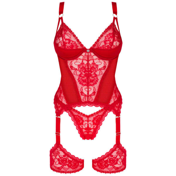 Obsessive - Belovya - Bustier - Jarretelband - Rood - Afbeelding 3
