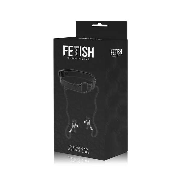Ring Gag met Tepelklemmen - Fetish Submissive - Afbeelding 3