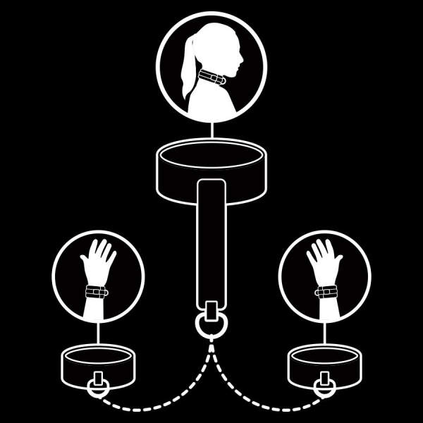 Kunstleren luxe Collar met Handboeien - Fetish Submissive - Afbeelding 4