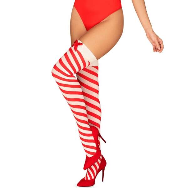 Obsessive - Kerst Kousen - Hold-up - Rood-Wit - Afbeelding 2