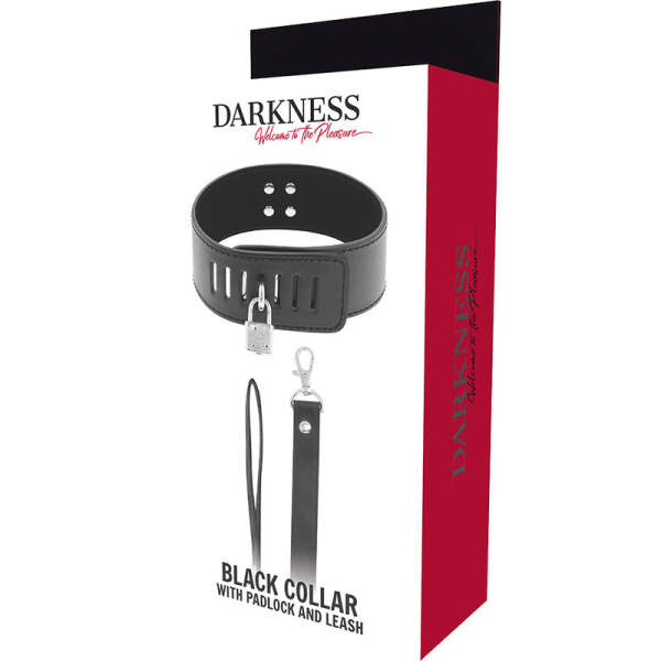Darkness - Collar en Leash - Met Slotje - Zwart - Afbeelding 4