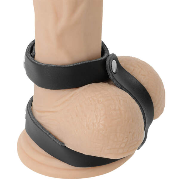 Darkness - Cock Harnass - 2 Ringen - PU-Leer - Zwart - Afbeelding 3