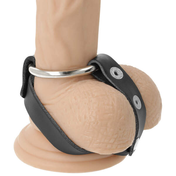Darkness - Cock Harnass - 1 Ring - Bal Strap - BDSM - Verstelbaar - PU-Leer - Zwart - Afbeelding 2