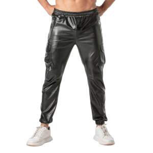 TOF PARIS - Cargo Sweat Pants - PU-leer - Zwart