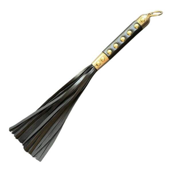 Kinky Diva - Flogger Avantgarde - Kunstleer - Zwart - Goud - Afbeelding 3