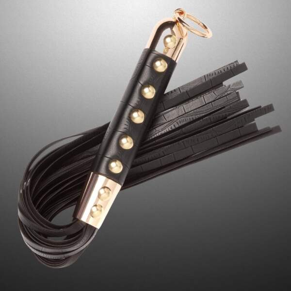Kinky Diva - Flogger Avantgarde - Kunstleer - Zwart - Goud - Afbeelding 4