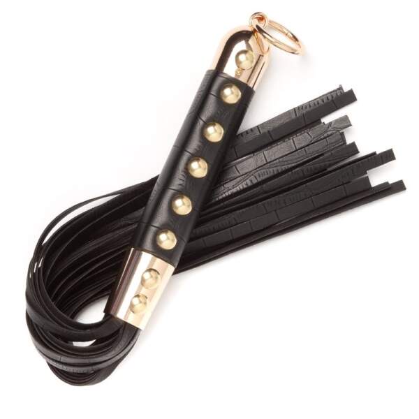 Kinky Diva - Flogger Avantgarde - Kunstleer - Zwart - Goud - Afbeelding 7