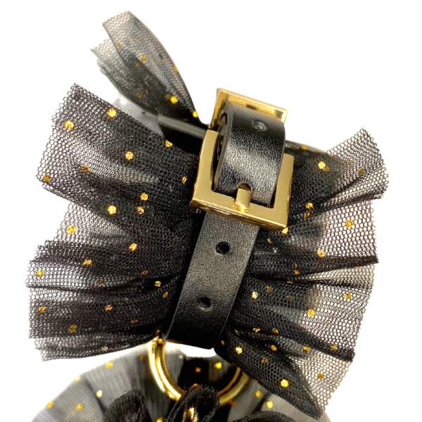 Kinky Diva - Wrist Cuffs - Handboeien - BDSM - Kant - Glitter - Ketting - PU Leer - Zwart - Goud - Afbeelding 2