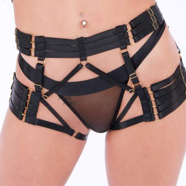 Kinky Diva - Open Harnas Brief - Verstelbaar - Zwart - Afbeelding 5