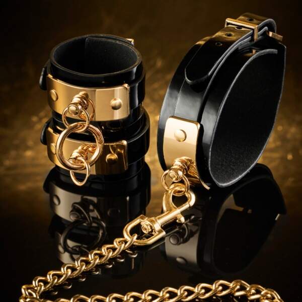 Kinky Diva - Vegas Sinners - Zwarte Lak Enkelboeien met Goud - Afbeelding 4