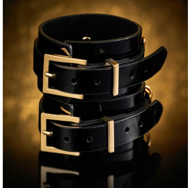 Kinky Diva - Vegas Sinners - Zwarte Lak Enkelboeien met Goud - Afbeelding 3