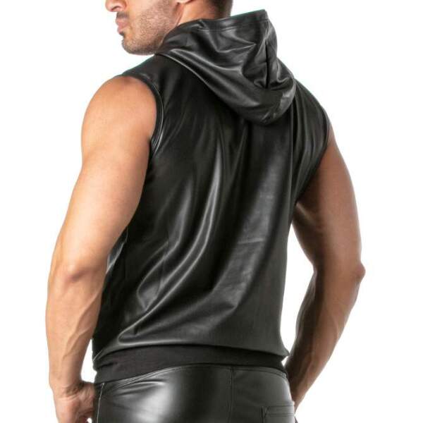 TOF PARIS - Kinky Hoodie - Mouwloos - Rits - PU-leer - Zwart - Afbeelding 2