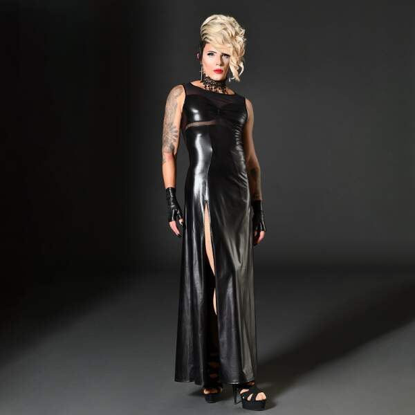 Patrice Catanzaro - Cross Dress - Mme Marguerite - Korte Wetlook Handschoenen - Vingerloos - Applicatie - Zwart - Afbeelding 3
